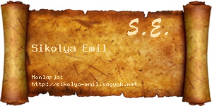 Sikolya Emil névjegykártya